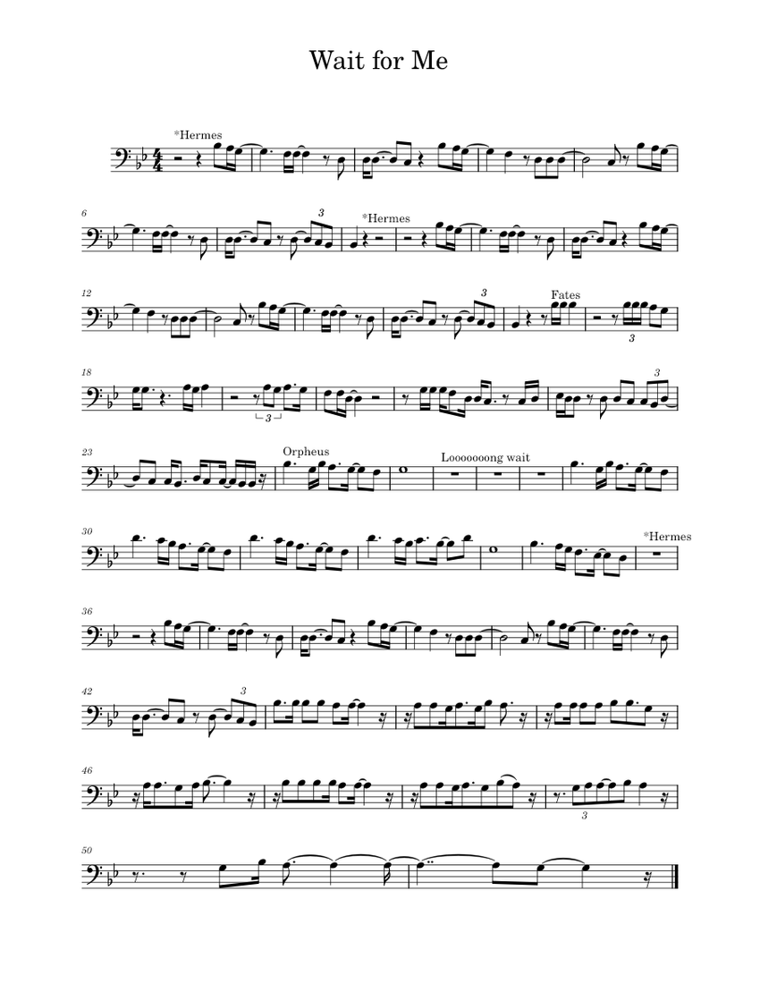Hadestown Wait for Me Sheet music for Trombone (Solo)