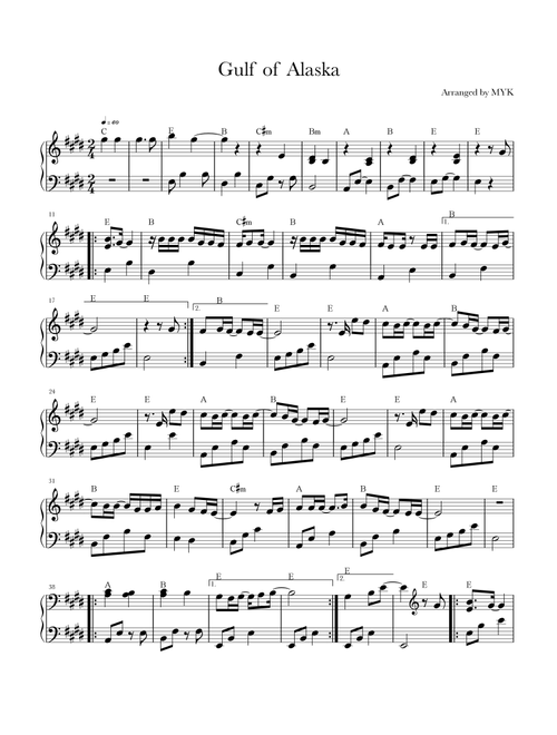 Gulf of Alaska (Arr. MYK) - Firdaus (Piano-Vocal-Guitar (Piano Accompaniment))
