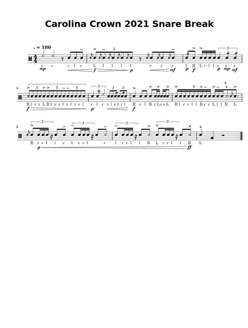 "In My Mind" - Carolina Crown 2021 – Arr. by Michael Klesch Carolina Crown 2021 Snare Break