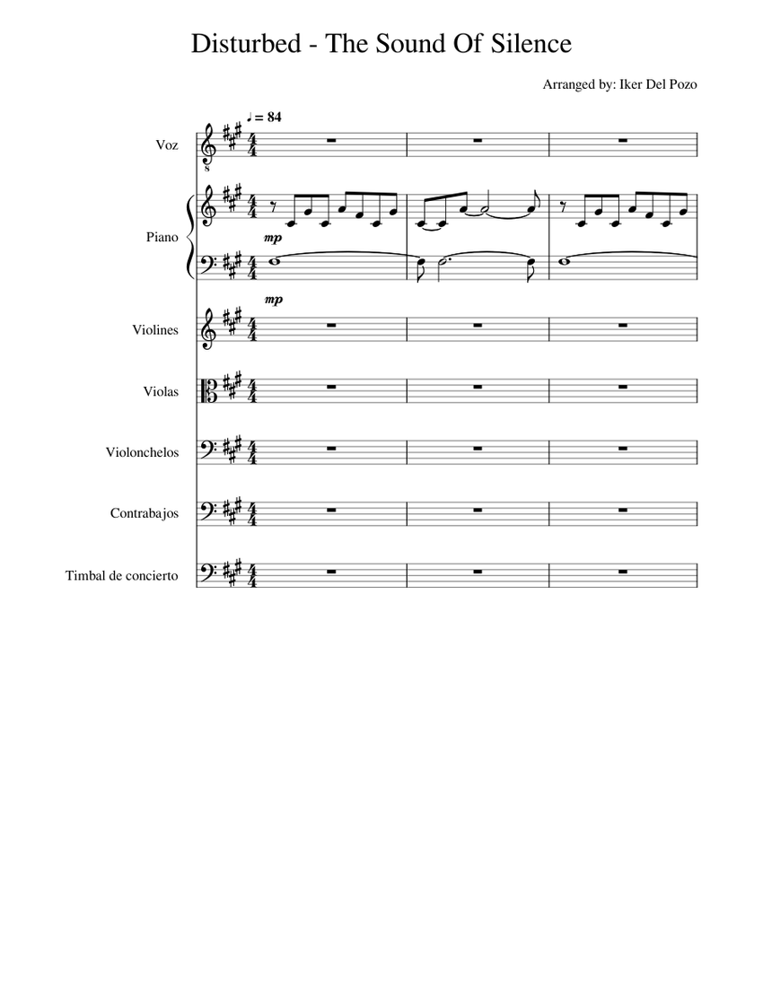 Disturbed - The Sound Of Silence (orchestra) Sheet Music for Piano