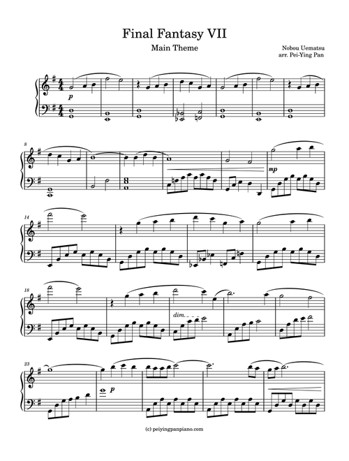 Final Fantasy VII sheet music by wilmabeats | Play, print, and