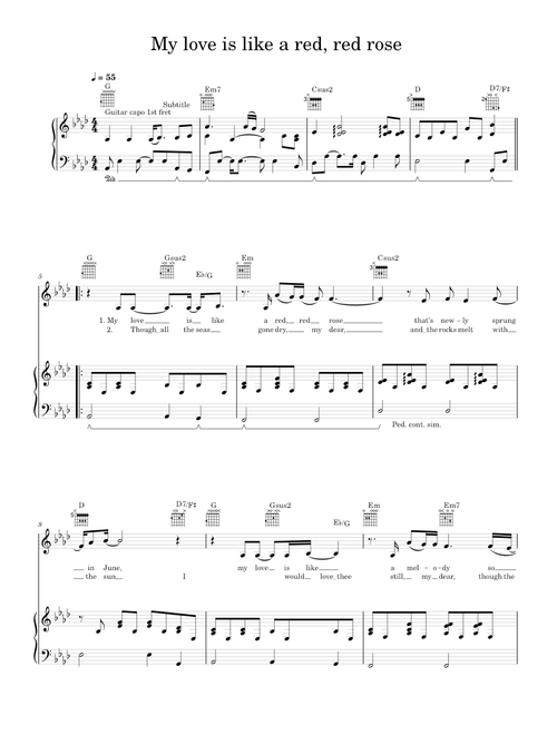 My love is like a red red rose - Eva Cassidy (Piano-Voice-Guitar)