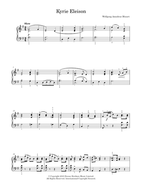 Kyrie Eleison (from 'Mass No.12') - Wolfgang Amadeus Mozart (Easy Piano)