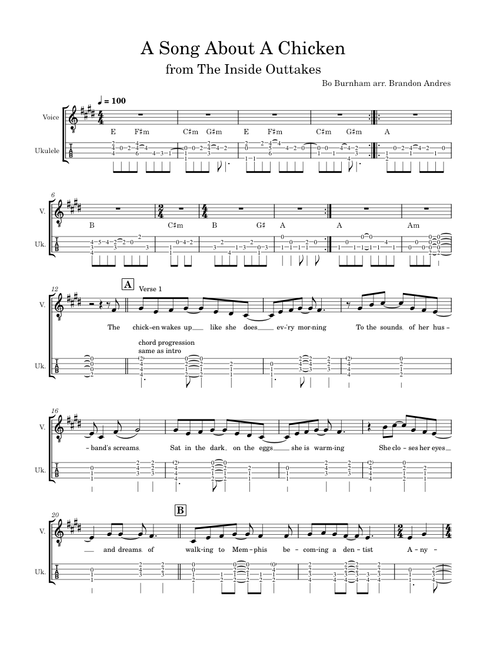 The Chicken – Bo Burnham (for Ukulele)