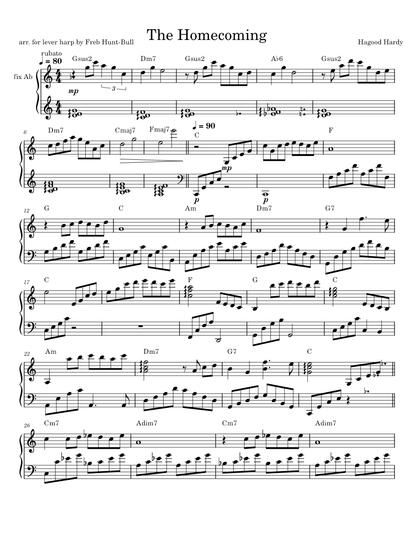 The for lever harp Hagood Hardy Sheet music for Harp (Solo