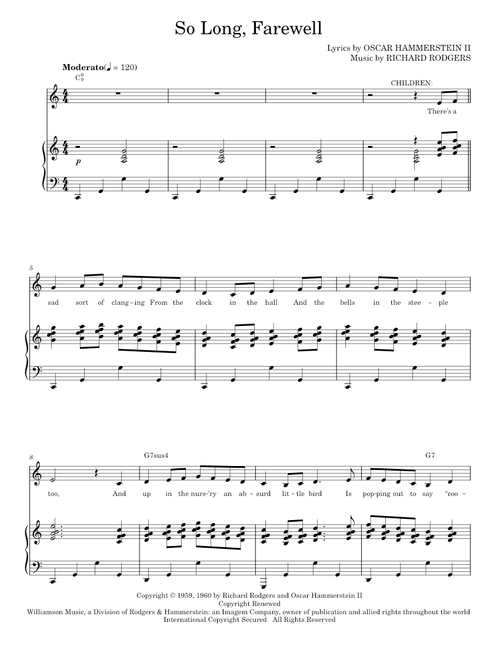 So Long, Farewell - Oscar Hammerstein II, Richard Rodgers, Rodgers & Hammerstein (Piano Vocal)