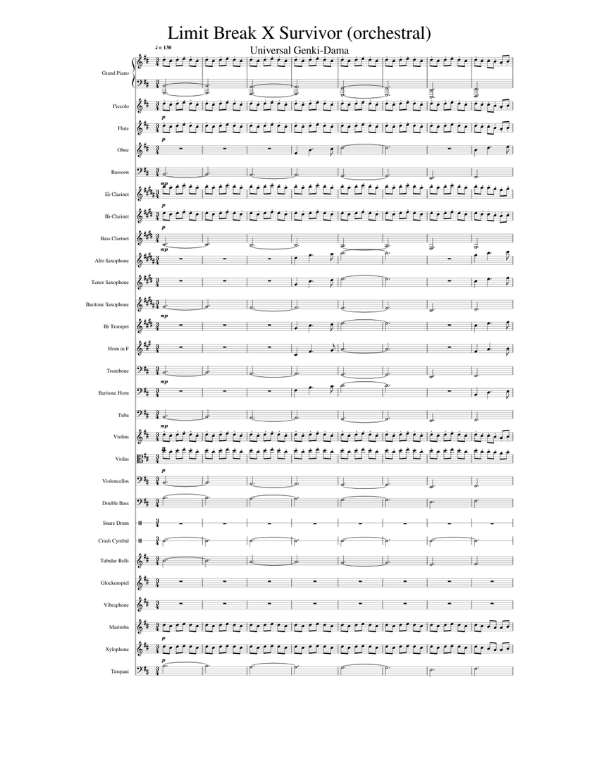 Limit Break X Survivor (orchestral) 1.2 Sheet Music for Piano