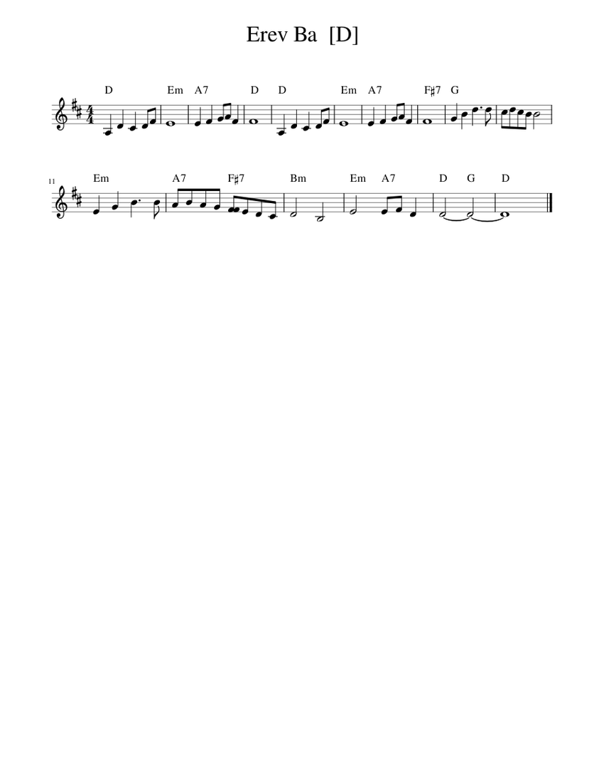 Erev Ba Sheet music for Piano (Solo)