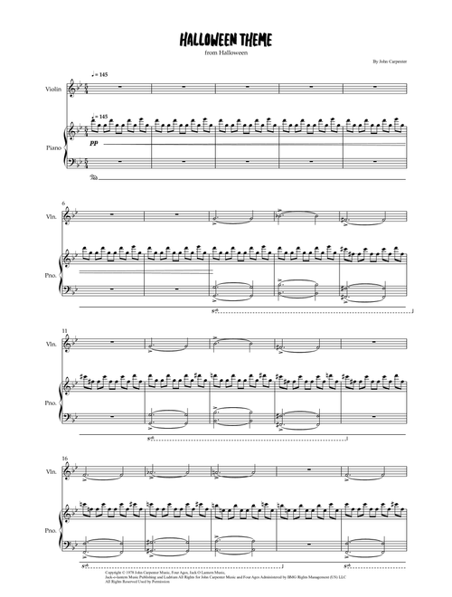 Halloween Theme (Arr. Grant Golding) - John Carpenter (Violin and Piano)