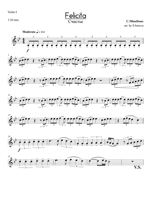Felicita (Arr. Elena Ionova) - Cristiano Minellono (Small Ensemble)