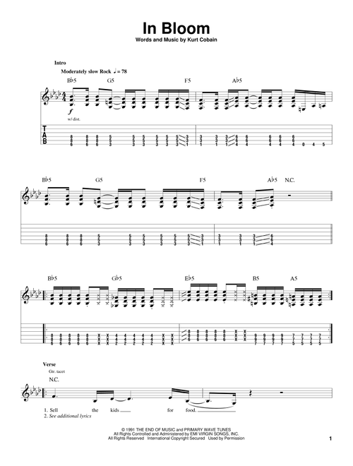 In Bloom - Nirvana (Guitar Tab Play-Along)