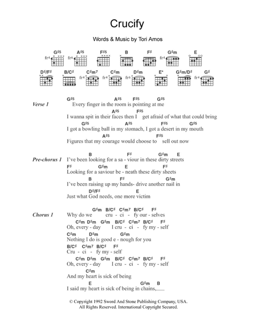 Crucify - Tori Amos (Guitar Chords-Lyrics)
