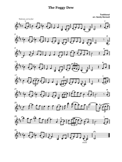 The Foggy Dew, for Solo Violin (Arr. Sandy Herrault) - Traditional (Violin Solo)