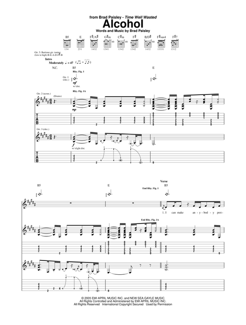 Alcohol - Brad Paisley (Guitar Tab)