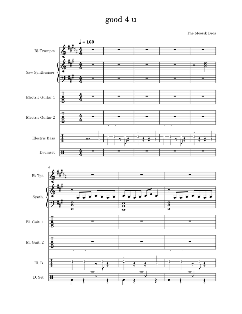 good 4 u Sheet music for Trumpet in bflat, Guitar, Bass guitar, Drum