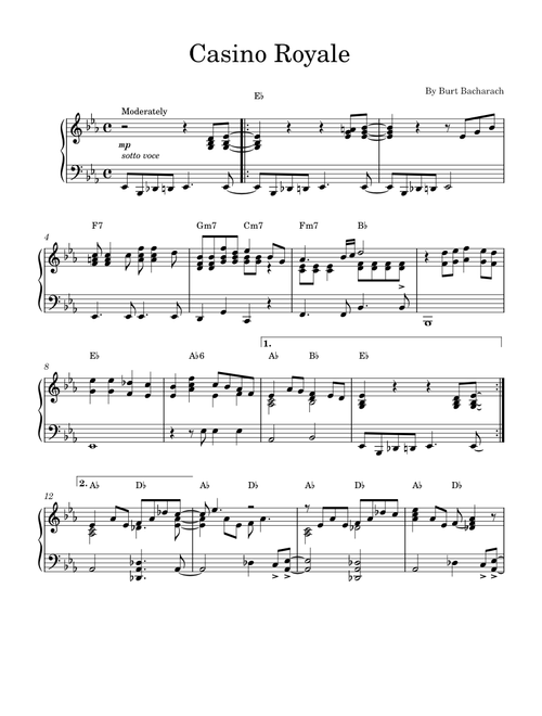 Casino Royale – Burt Bacharach [piano instrumental]
