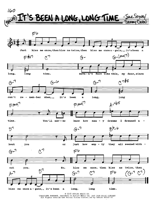 It's Been A Long, Long Time - Sammy Cahn (Real Book - Melody-Chords-Lyrics)