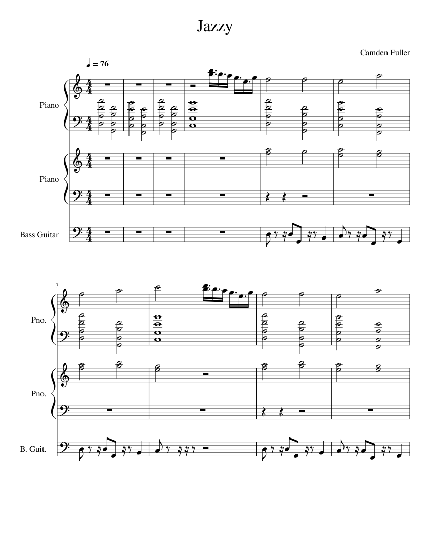 Chill Jazz Loop Sheet music for Piano, Bass guitar (Mixed Trio