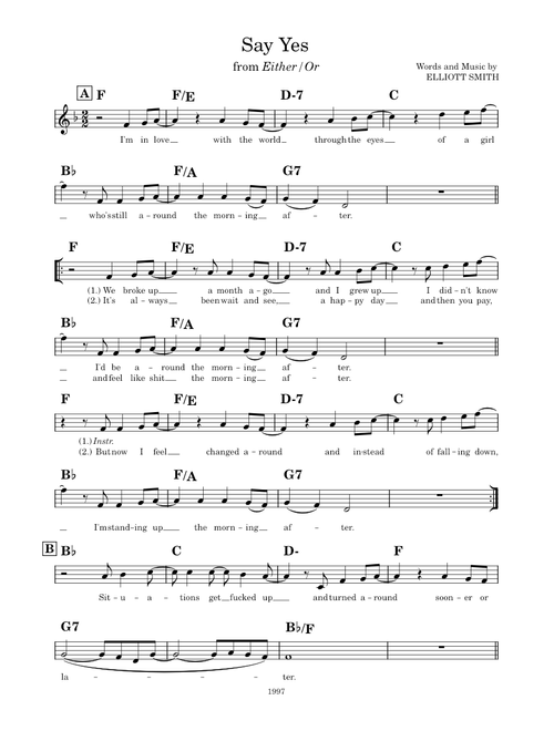 Say yes – Elliott Smith Say Yes Lead Sheet (F)