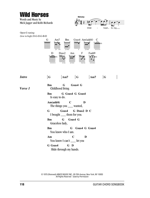 Wild Horses - The Rolling Stones (Guitar Chords-Lyrics)