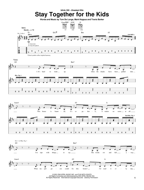 Stay Together For The Kids - Blink-182 (Guitar Tab)