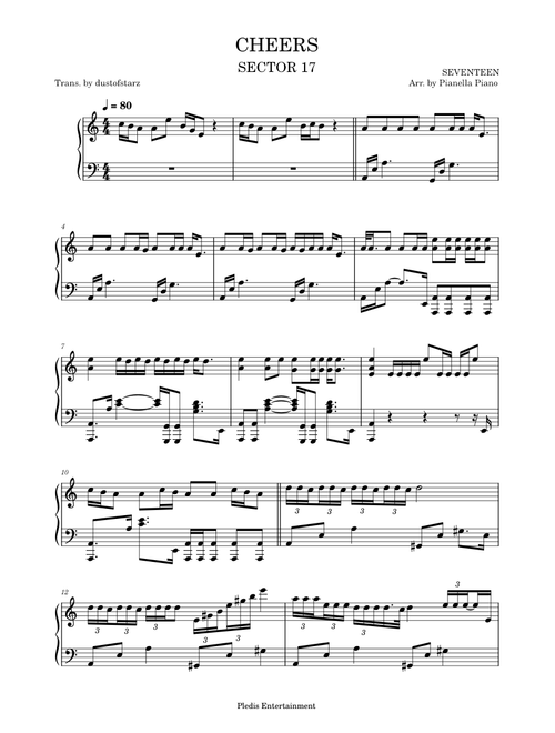 SEVENTEEN sheet music by dustofstarz | Play, print, and download