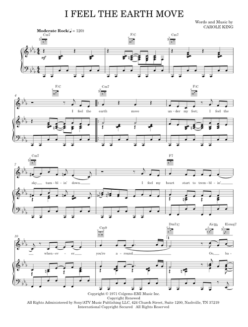 I feel the earth move - Carole King (Piano-Vocal-Guitar)