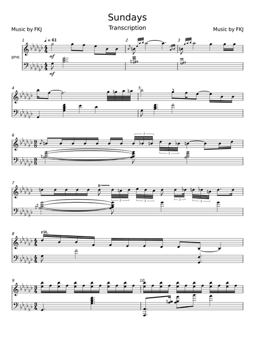 Sundays (Just Piano Version) – FKJ - FKJ