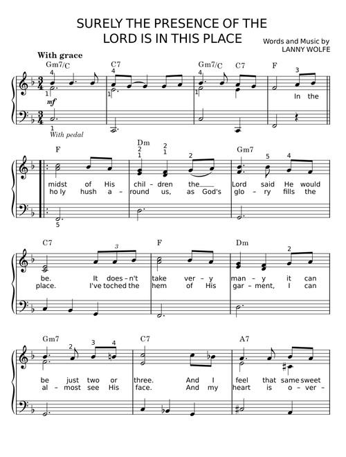 Surely The Presence Of The Lord Is In This Place - The Lanny Wolfe Trio