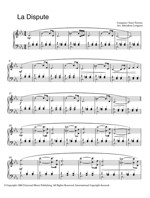 La Dispute (Arr. Almudena Longares) - Tiersen Yann (Instrumental Solo)