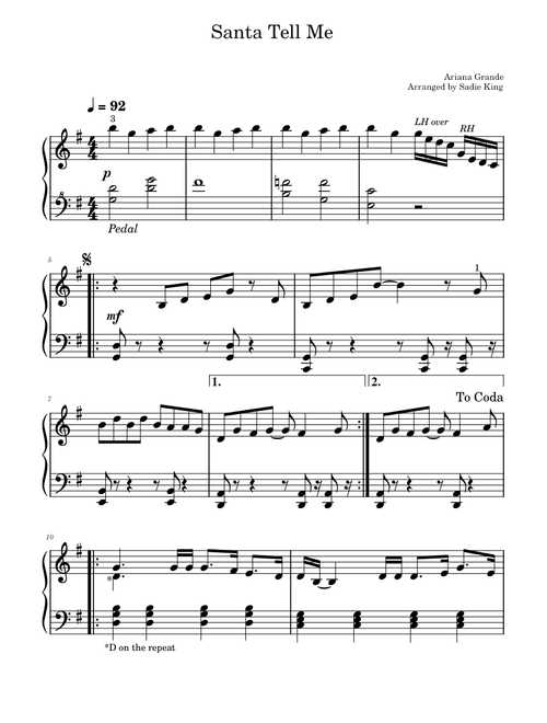 Santa Tell Me – Ariana Grande - Easy Piano