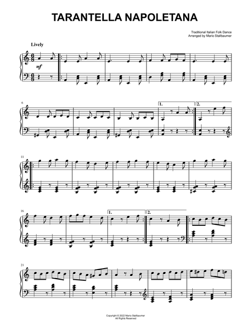 Tarantella Napoletana (Arr. Mario Stallbaumer) (Piano Solo)