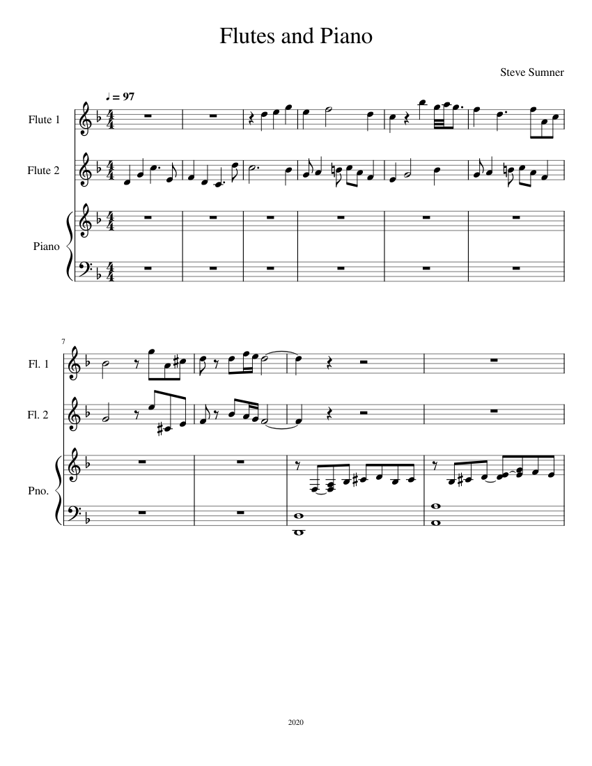 Flutes and Piano Sheet Music for Piano, Flute (Mixed Trio) | MuseScore.com