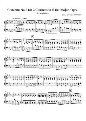 Krommer - Concerto for 2 clarinet Op.91 1/3 Sheet Music for