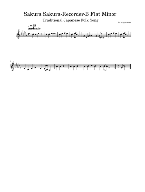 Sakura sakura – Misc Traditional Sakura Sakura-Recorder-B Flat Minor