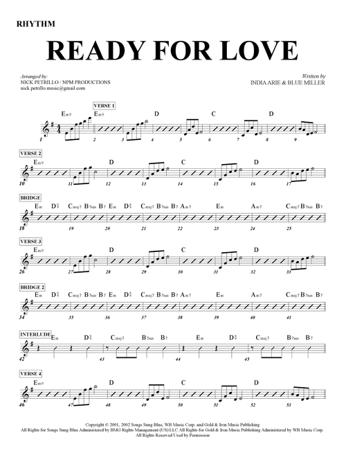 Ready For Love (Arr. Nick Petrillo) - India Arie (Lead Sheet - Fake Book)