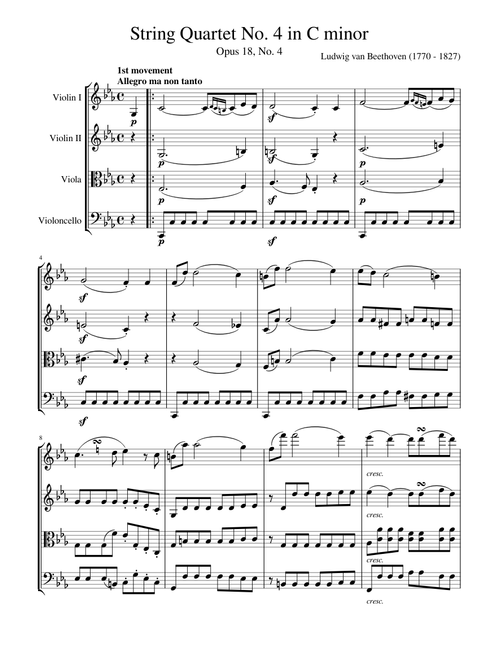String Quartet No. 4 in C minor, Opus 18, No. 4