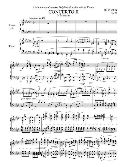 Op. 21: Concerto No. 2 In F Minor: I - Maestoso (Piano Solo with Orchestra Reduction)