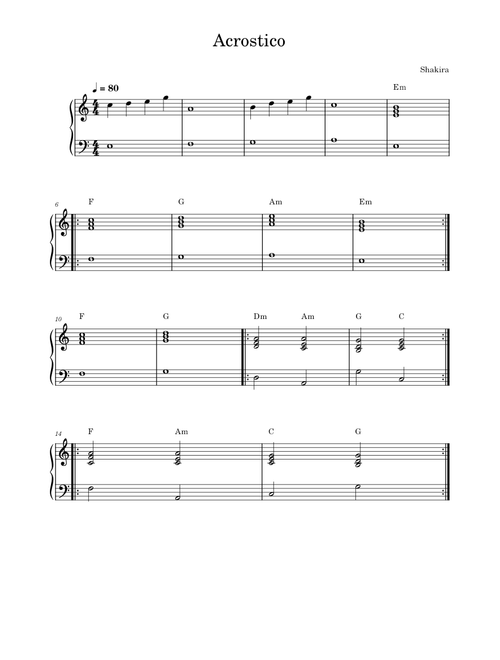 Acróstico – Shakira Acrostico