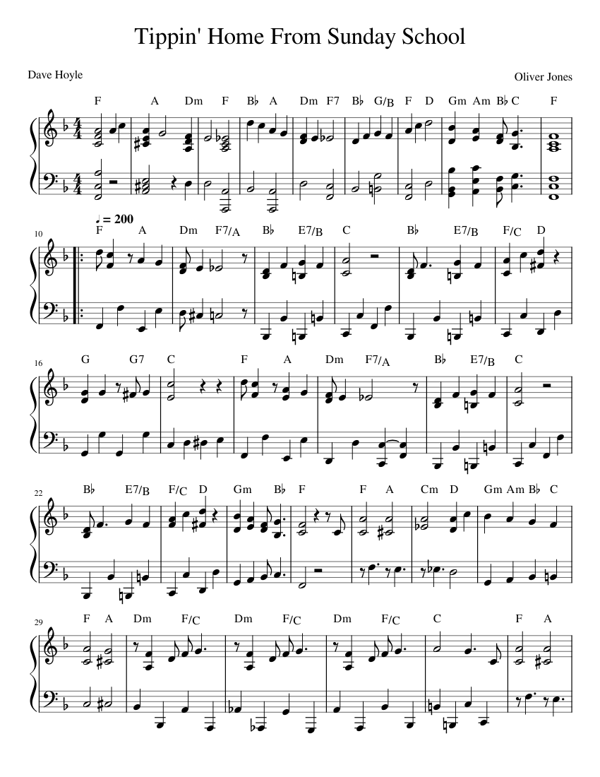 Oliver Jones - Tippin' Home From Sunday School Sheet Music for Piano ...