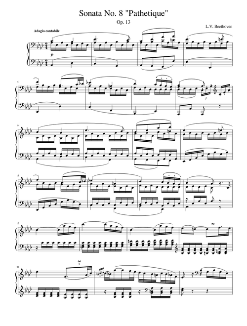 Beethoven - Piano Sonata No. 8 "Pathetique" in C Minor, Op. 13, II. Adagio cantabile