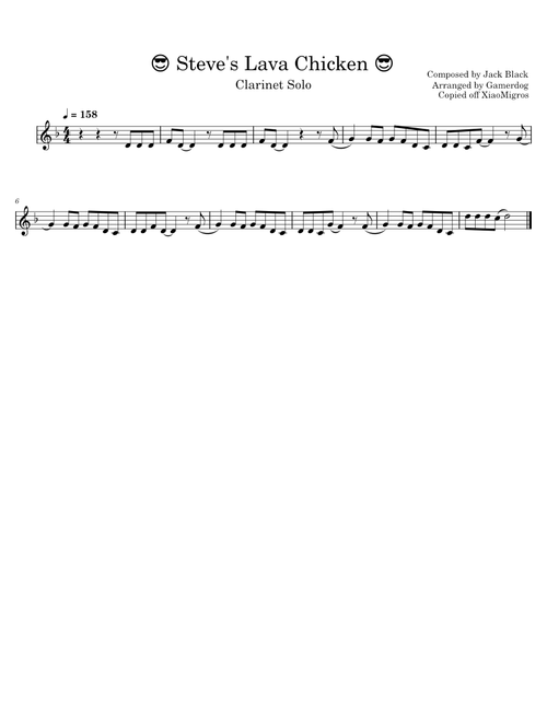 Steve's Lava Chicken – Clarinet Solo