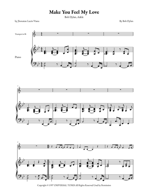 Make You Feel My Love (Arr. Jhonatan Lucio Viana) - Adele (Trumpet and Piano)