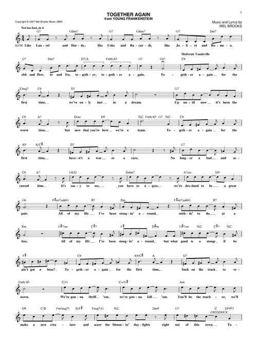 Together Again - Mel Brooks, Young Frankenstein (Musical) (Lead Sheet - Fake Book)