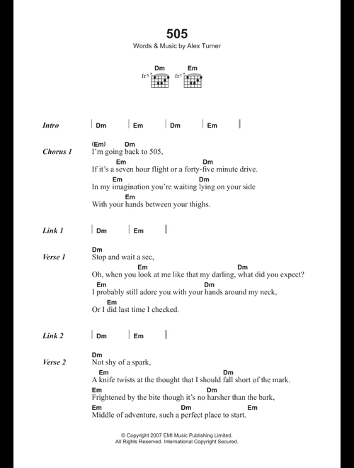 505 - Arctic Monkeys (Guitar Chords-Lyrics)