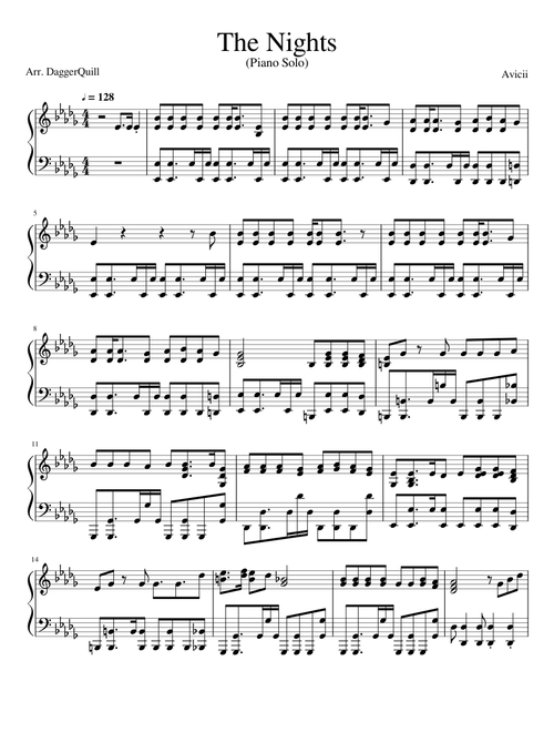 Avicii - The Nights (Piano Solo)