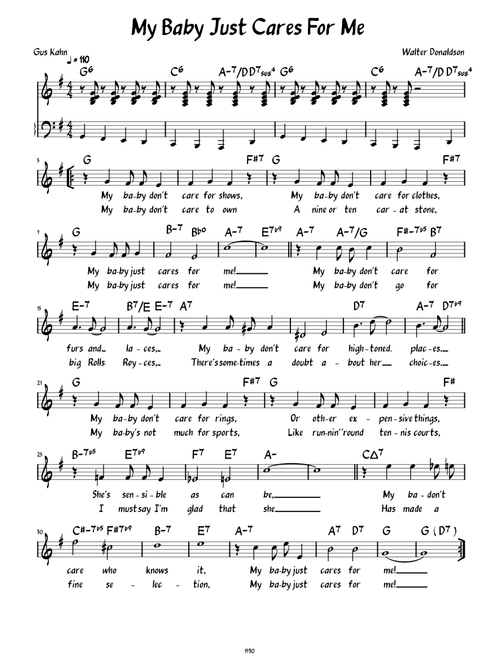 My Baby Just Cares For Me (Lead sheet with lyrics )