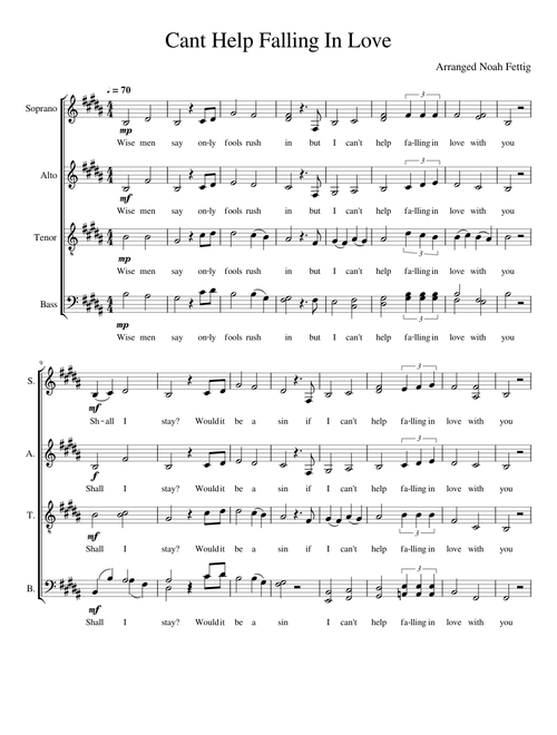 Cant Help Falling In Love SATB Divisi Acapella