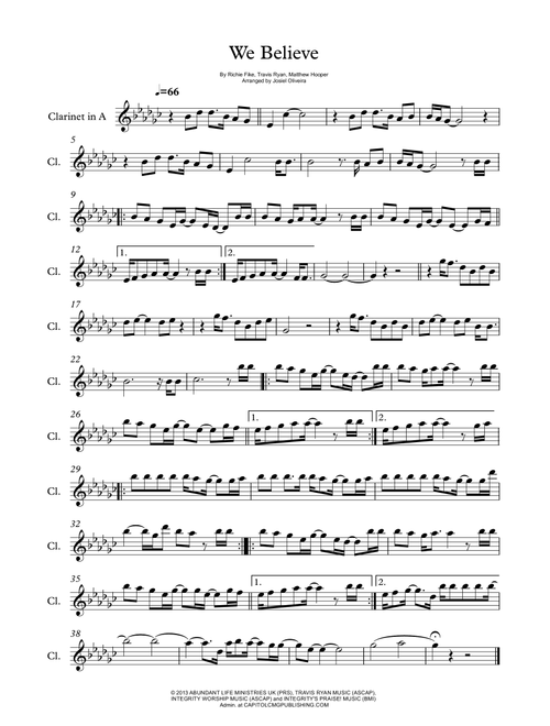 We Believe (Arr. Josiel Oliveira) - Newsboys (Clarinet Solo)