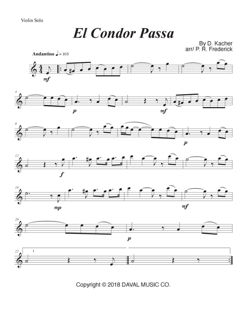 El Condor Pasa (Arr. P. R. Frederick) - D Kacher (Violin Solo)